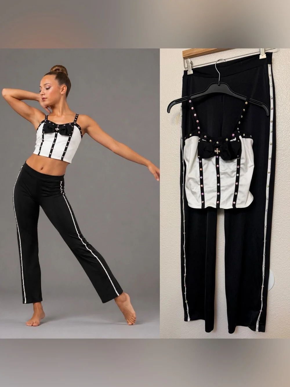 Kelle dance jazz contemporary costume 2 piece THE RITZ 2967 white black MA adult